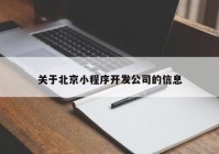 关于北京小程序开发公司的信息