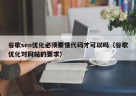 谷歌seo优化必须要懂代码才可以吗（谷歌优化对网站的要求）