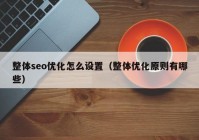 整体seo优化怎么设置（整体优化原则有哪些）